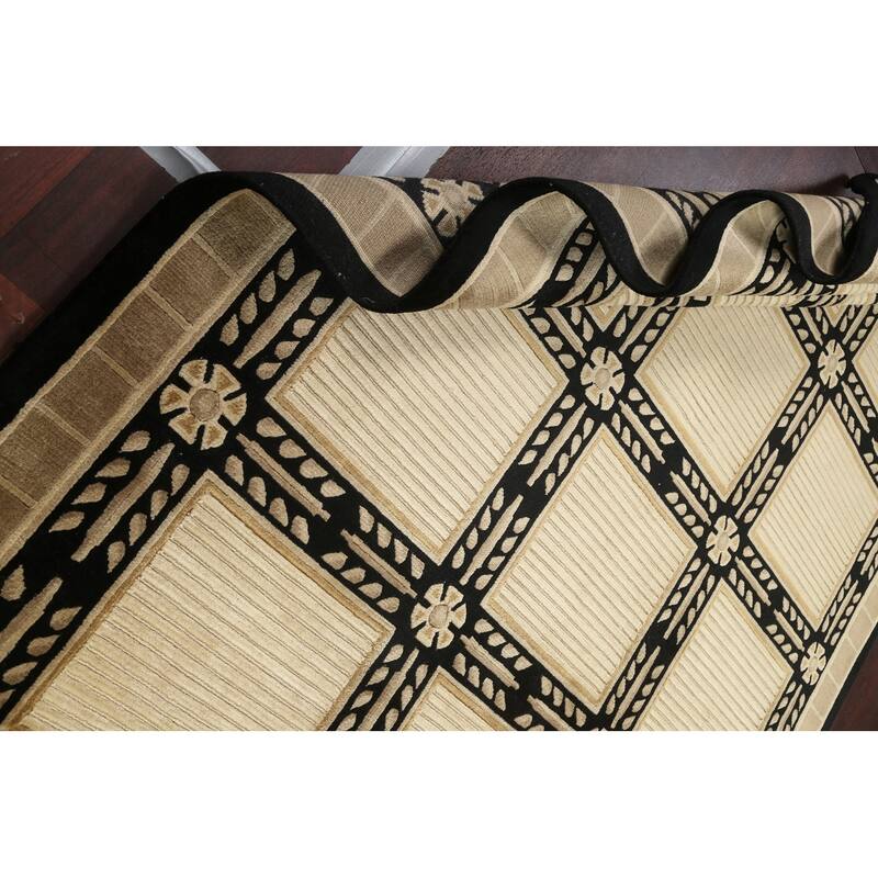 Geometric Nepalese Vegetable Dye Oriental Wool Area Rug Hand-knotted - 6'2" x 9'3"