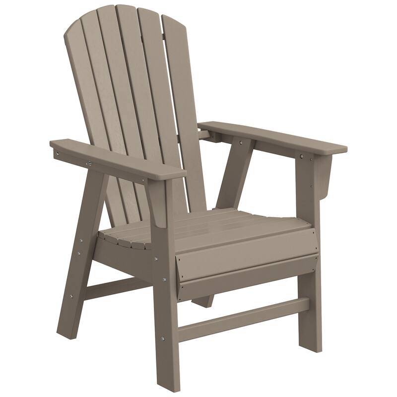 Altura Hdpe All Weather Outdoor Patio Adirondack Dining Chair - Weathered Wood