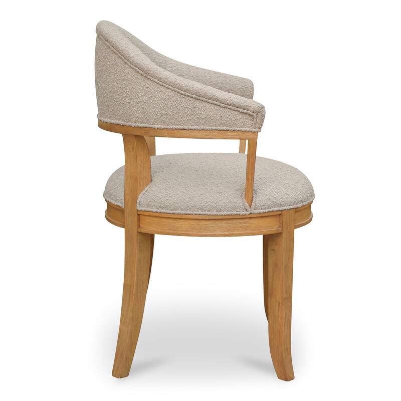 NADAAL STUDIOS Breyson Dining Chair, Curved Backrest, Rounded Cushion Seat, Rubberwood Frame, Taupe