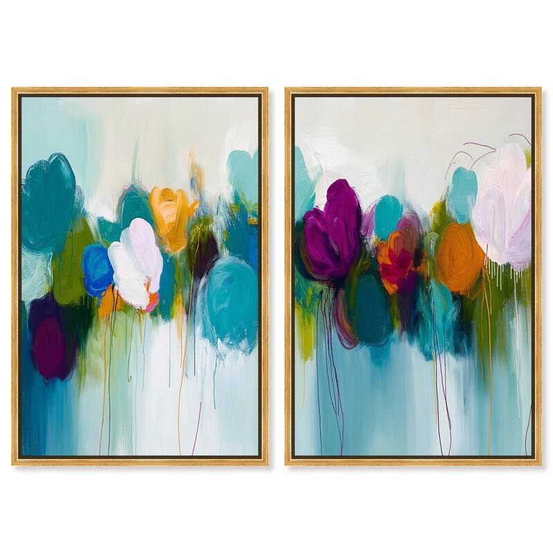 Expressive Flow II Canvas Set of 2 by Art Remedy - 30" x 45" - Gold
