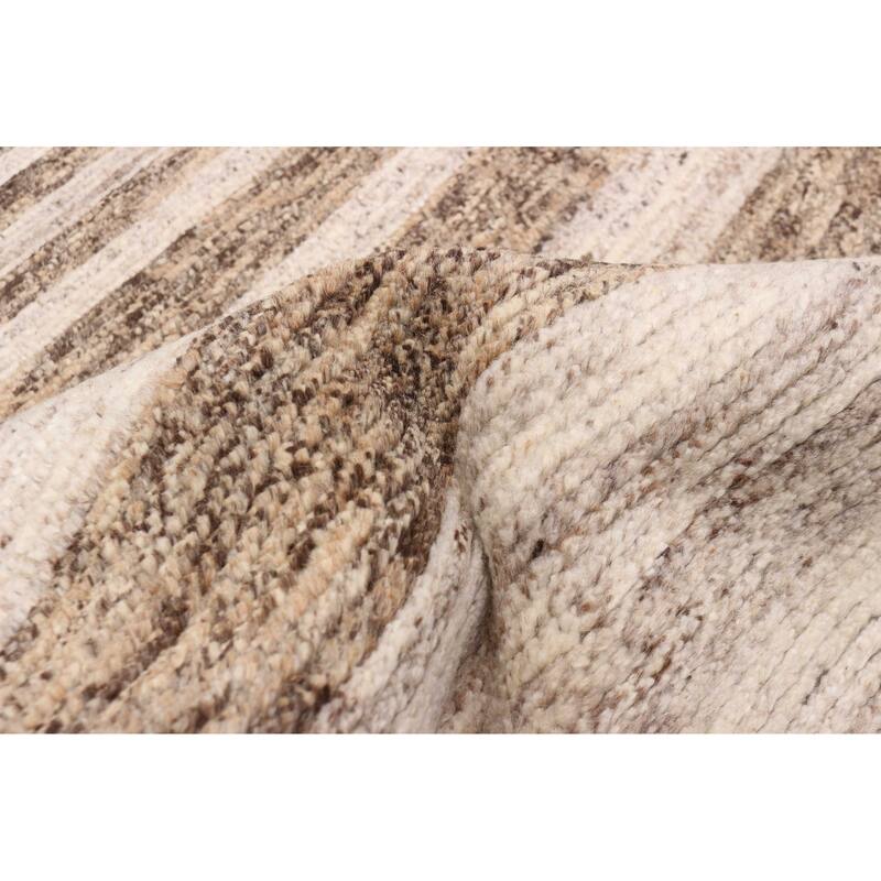 ECARPETGALLERY Hand-knotted Tangier Brown, Ivory Wool Rug - 8'0 x 10'0