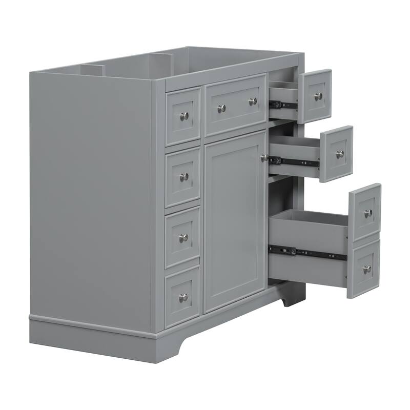 35.6" White Freestanding Bathroom Vanity with 6 Drawers, 1 Door, Adjustable Shelf, Modern Painted Finish