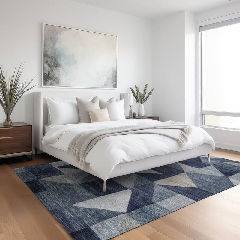 Machine Washable Indoor/ Outdoor Geo Rubi Chantille Rug