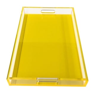 Neon Yellow Lucite Tray - Neon Yellow - 15.75x11x2 Inches