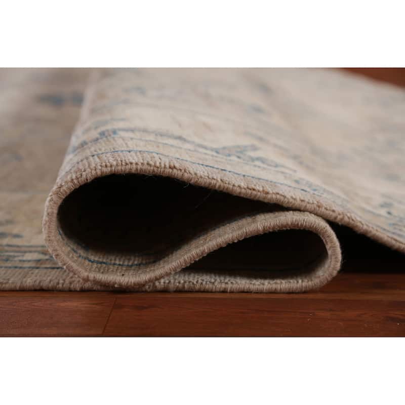 Hand Knotted Oriental 100% Wool Carpet Transitional All-Over Beige & Ivories Oushak Area Rug - 12' 0'' X 8' 1''
