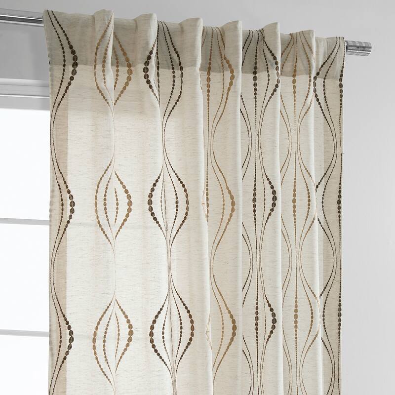 Exclusive Fabrics Suez Embroidered Faux Linen Sheer Curtain (1 Panel)