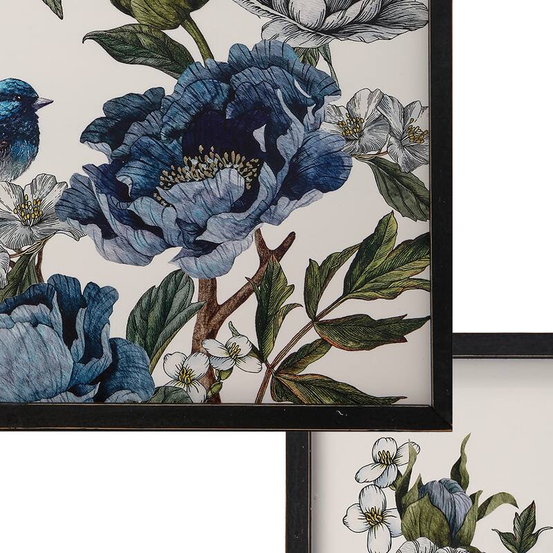 Mdf Bird And Peonies 19 X 23.5" Set of 2 - 23.5