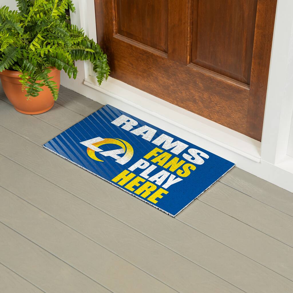 28 in. x 16 in. Los Angeles Rams "Fans Play Here" PVC Door Mat