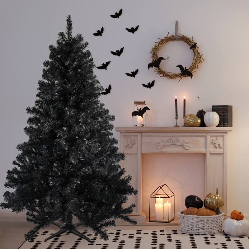 Full Colorado Spruce Artificial Halloween Tree - 6' - Black - Unlit - 6 Foot