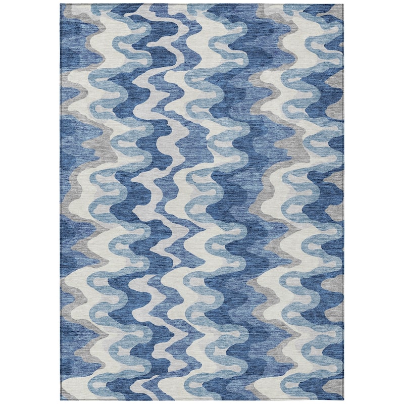 Machine Washable Indoor/ Outdoor Chantille Abstract Ripples Rug