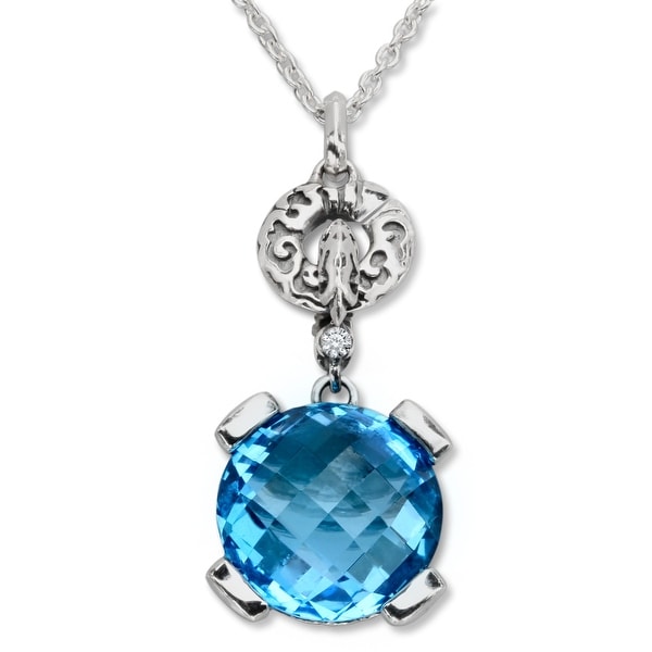 Evert DeGraeve 8 1/3 ct Natural Swiss Blue Topaz Pendant in Sterling Silver