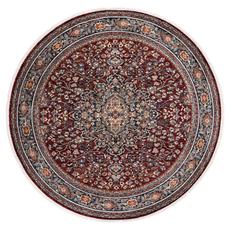 SAFAVIEH Lauren Ralph Lauren Kitza Transitional Rug - 6'7" Round - Red/Navy