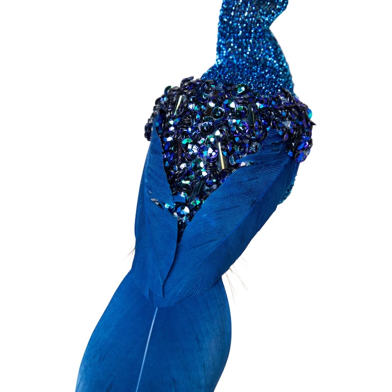 Sequin Peacock Clip-on Christmas Ornaments - 9" - Blue and Green - Set of 3