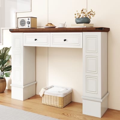 Moasis Farmhouse Console Sofa Hallway Table with 2 Drawers for Entryway Living Room