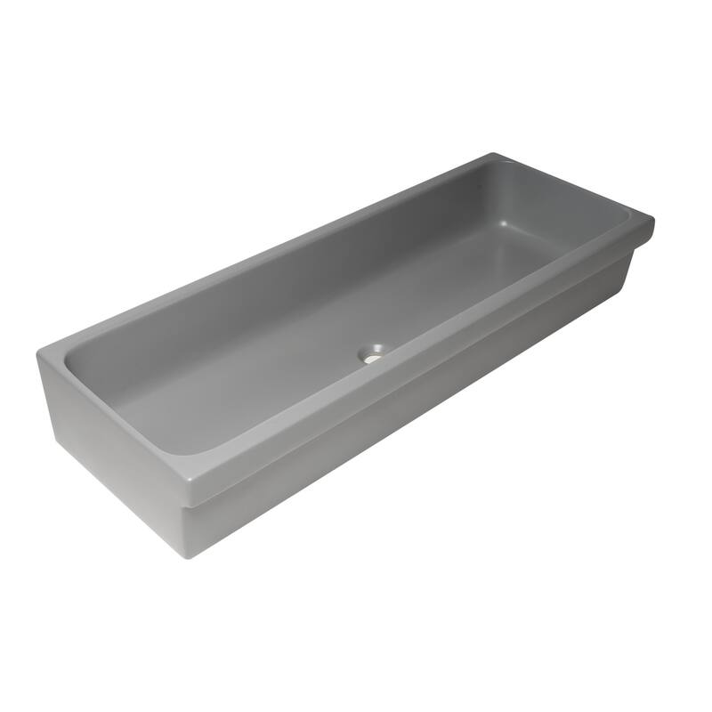 ALFI brand AB48TRGM 48" Grey Matte Above Mount Fireclay Bathroom Trough Sink