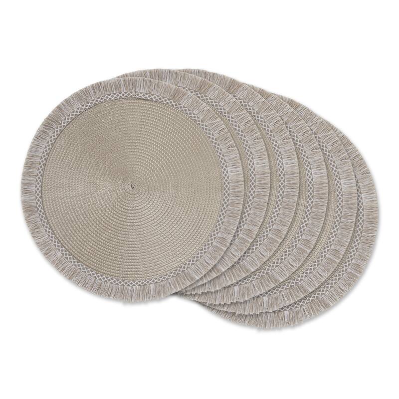DII Nautical Blue Round Fringed Placemat Set/6