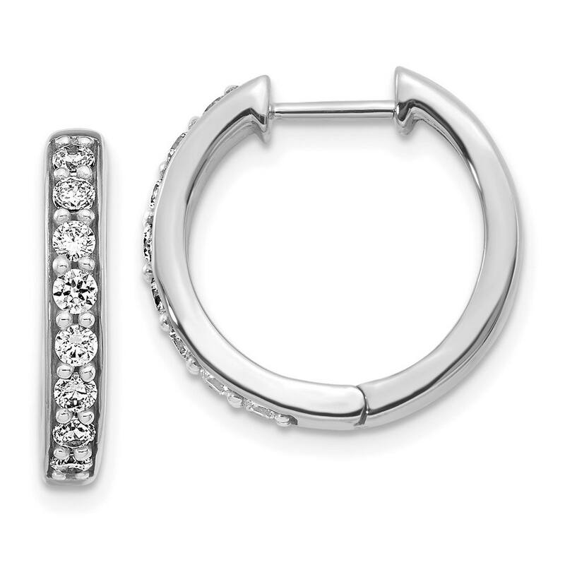 Curata 14k White Gold Diamond Hoop Earrings - 17x17mm Wide 3mm Thick