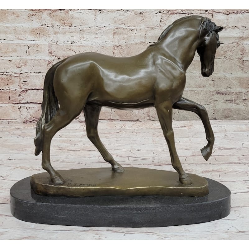 Show Horse Mare Hot Cast Bronze Statue Sculpture Equestrian Decor On Marble Base