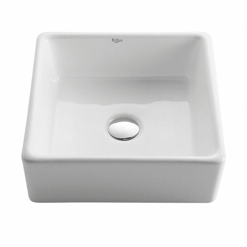 Kraus 15" Ceramic Vessel Bathroom Sink - Includes Pop-Up Drain