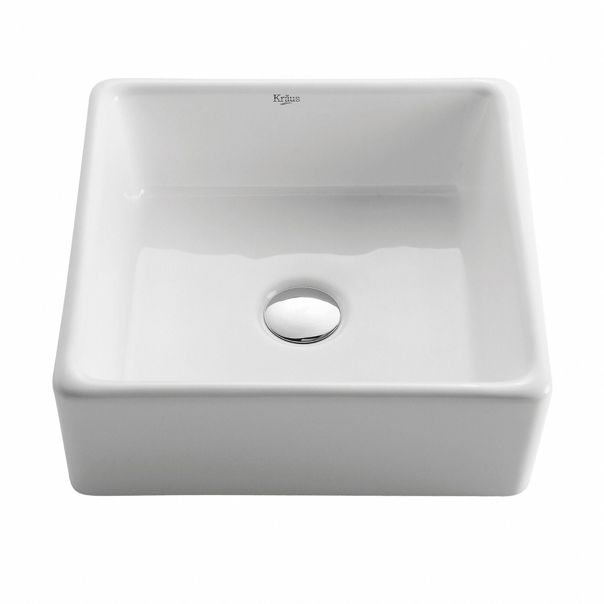 Kraus 15" Ceramic Vessel Bathroom Sink - Includes Pop-Up Drain