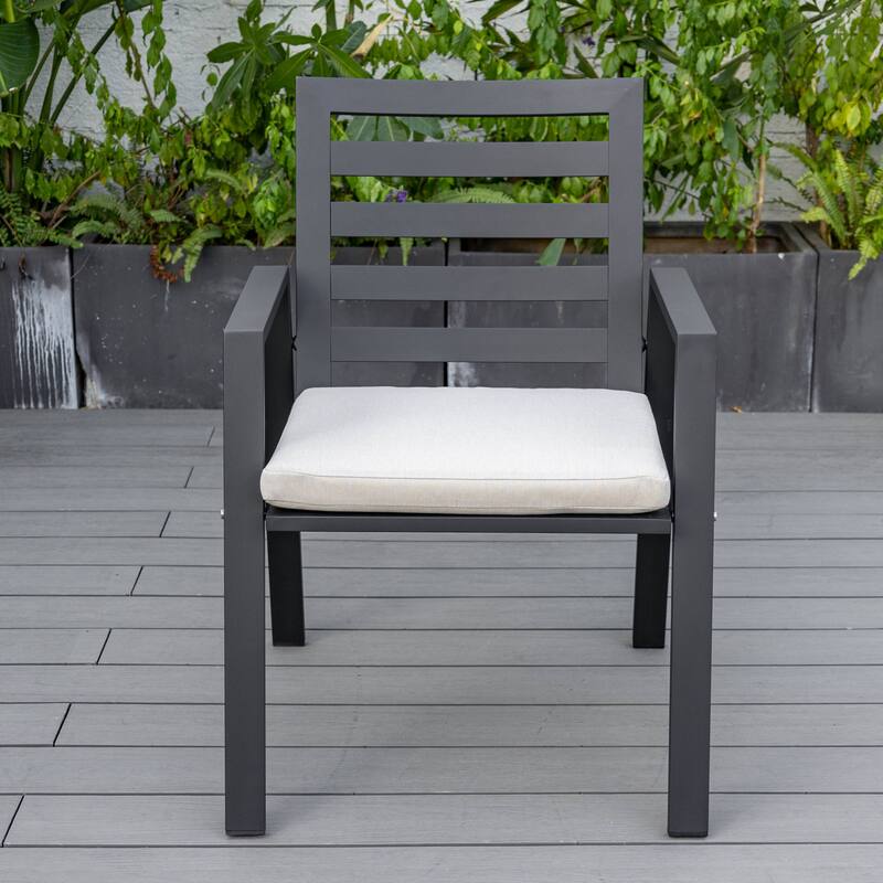Chelsea 5-Piece Aluminum Outdoor Dining Set 48 in. Round Table and 4 Dining Armchair w/ Cushions
