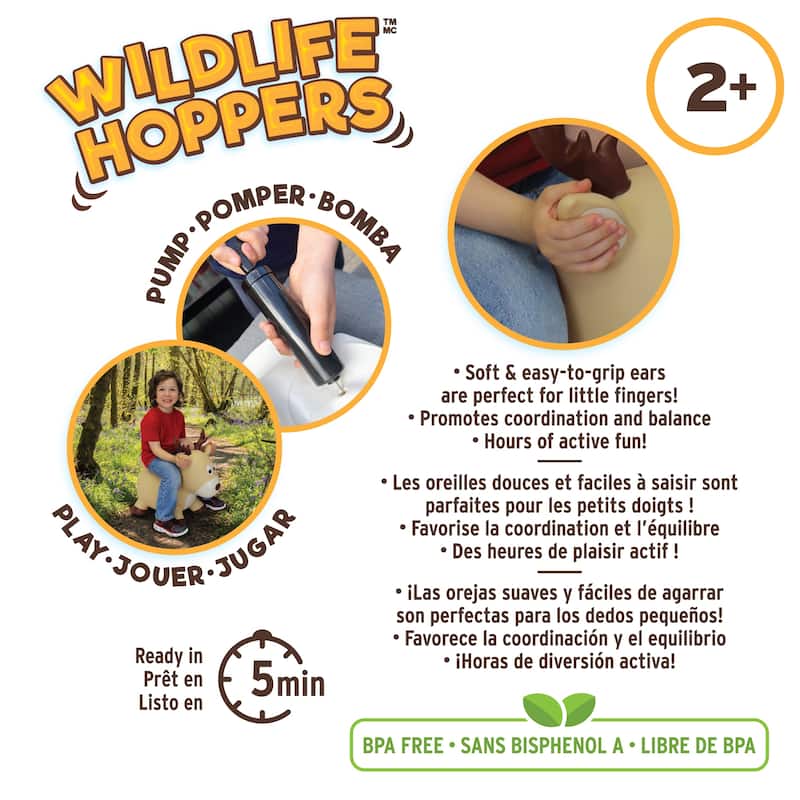 Toddler Boys and Girls Wildlife Hopper Bounce Toy, Deer