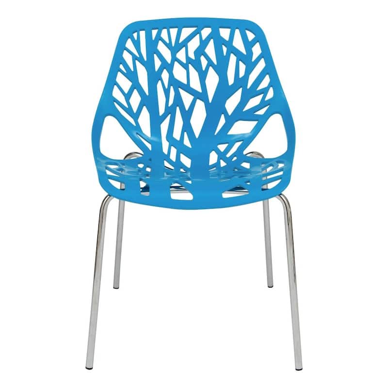 Asbury Stackable Dining Chair with Chrome Legs Side Chair with Modern Cut-Out Design Backrest
