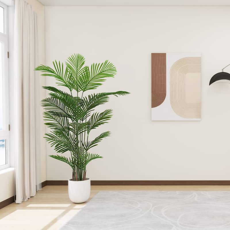 GDFStudio - Thalassa Artificial Areca Palm 5.9FT Tall Faux Tropical Tree in Pot（Set of 2）