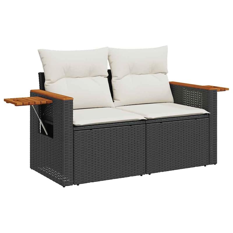 vidaXL Patio Sofa Set with Cushions Footstool and Table 7 Piece Poly Rattan