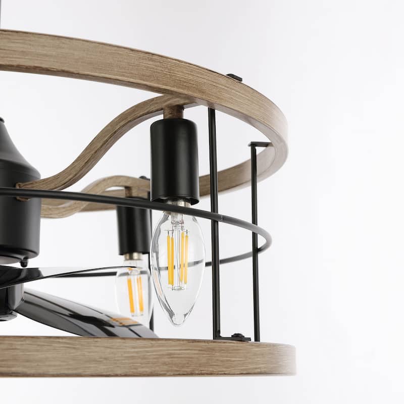 GetLedel 18-in Industrial Caged Ceiling Fan with Remote Control and Light Kit