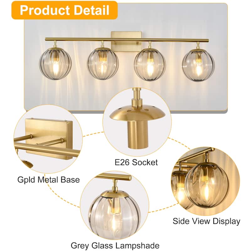 Dimmable Bathroom Vanity Lights with Ribbed Clear Glass Shade Vanity Light Fixture