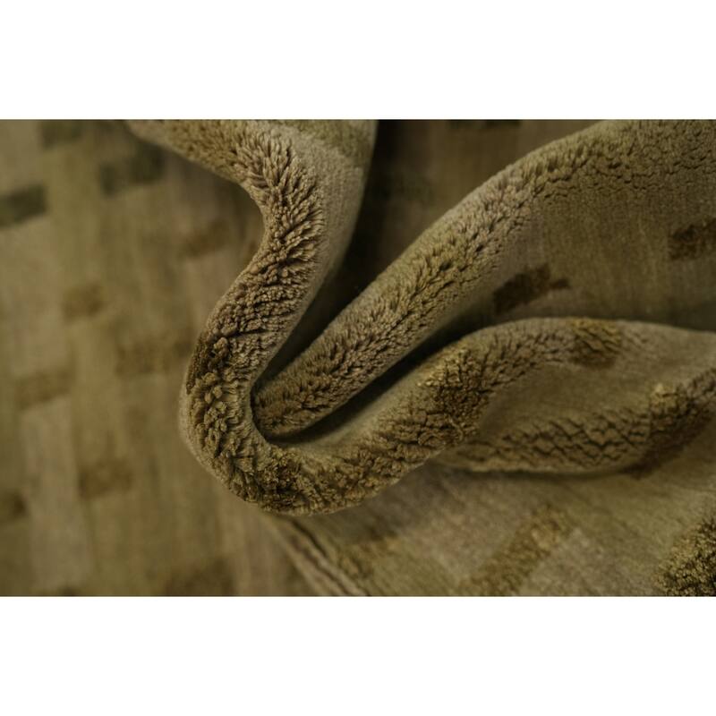 Hand Knotted Oriental 100% Wool Carpet Modern Abstract Beige & Ivories Nepalese Area Rug - 5' 0'' X 3' 0''