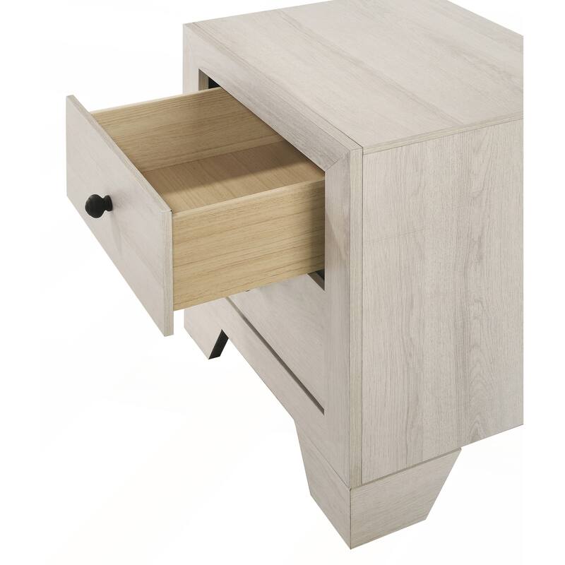 1pc Rustic Two-Drawer Storage Nightstand for Any Bedroom