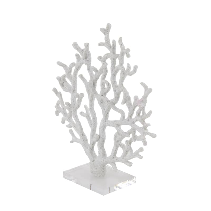 Polystone Coral Textured Porous Sculpture with Acrylic Base - Blue or White - Roche River Decor