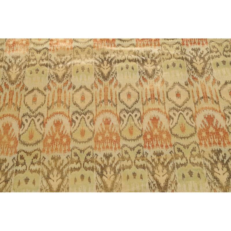 All-over Ikats Oriental Living Room Area Rug Wool Hand-knotted Carpet - 8'10" x 11'10"