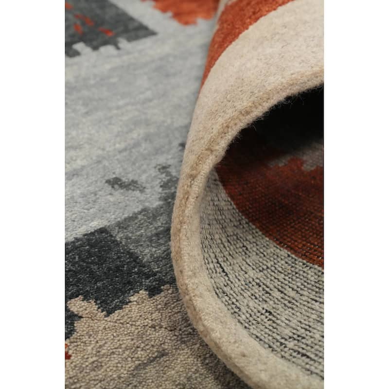 Hand Knotted Oriental 100% Wool Carpet Modern Geometric Multi-Colored Gabbeh Area Rug - 7' 8'' X 5' 4''
