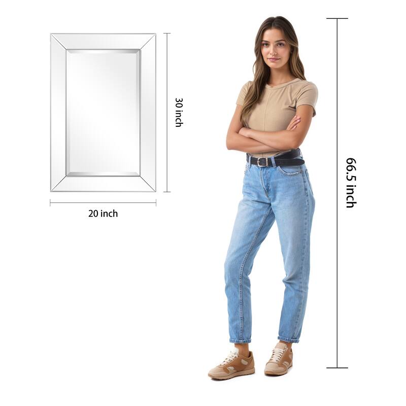 Beveled Rectangular Clear HD Wall Mounted Mirror for Bathroom, Vanity, Bedroom Mirrors, 3 sizes