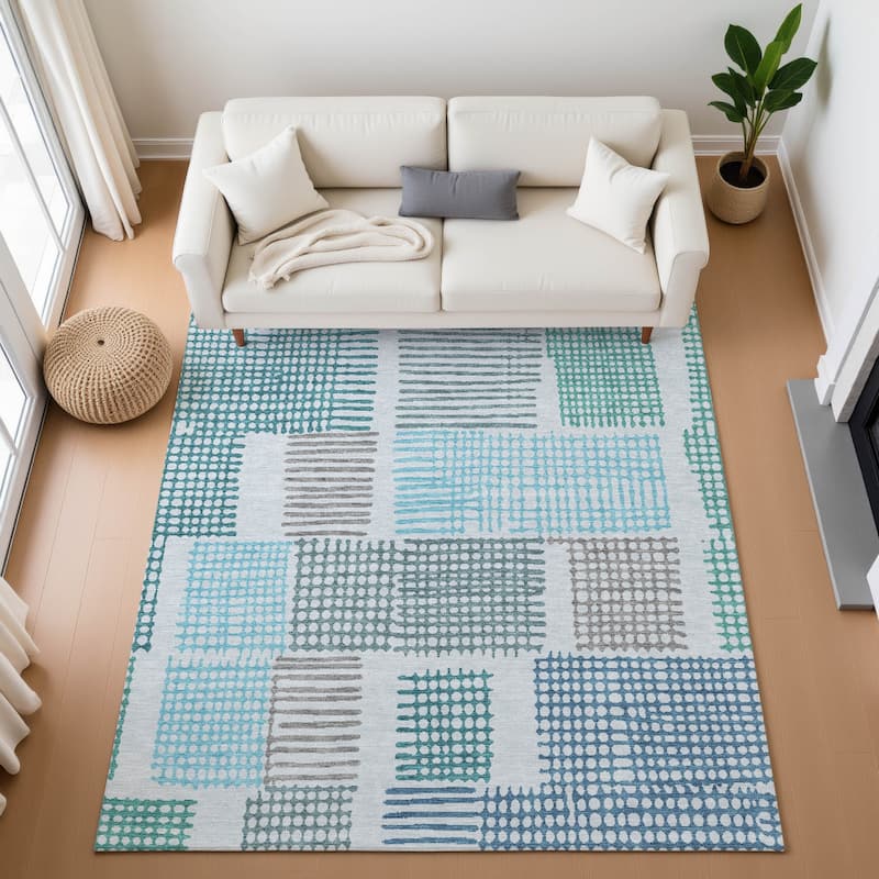 Premium Washable Super Soft Casual Modern Mayfield Rug - Aqua - 9' x 12'