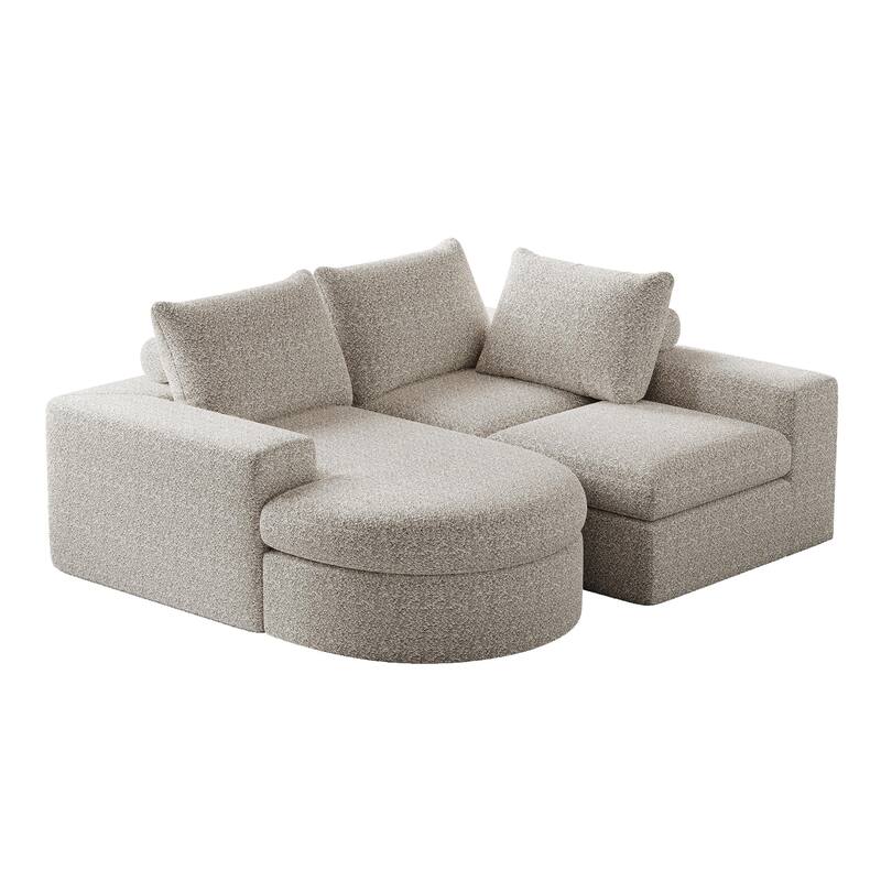 99-Inch Chenille Cloud Curved Sectional Sofa with Chaise, L-Shaped Modern Boneless Couch with Deep Seats,Sectional Sofa