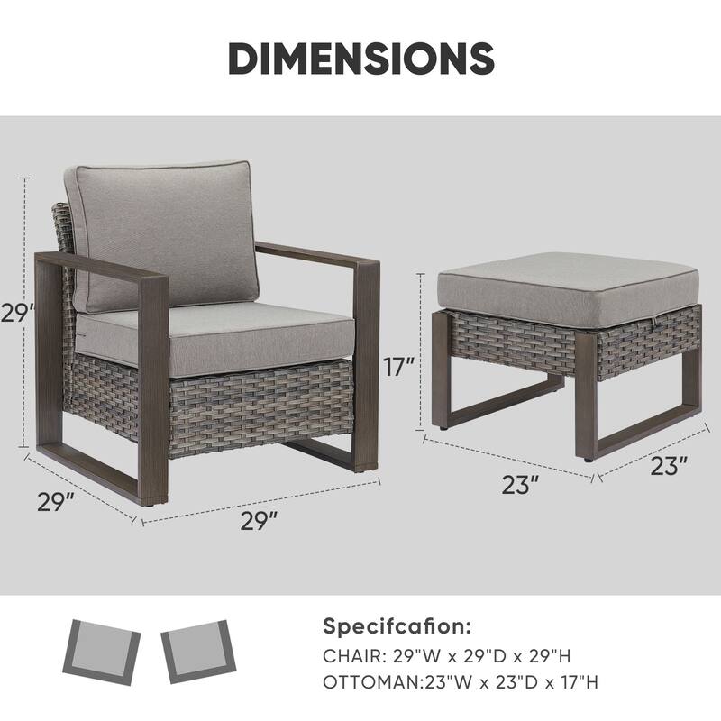 Outdoor Patio Chair with Thick Cushion