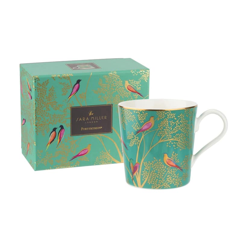 Sara Miller London for Portmeirion Chelsea Collection Mug - Green, Birds