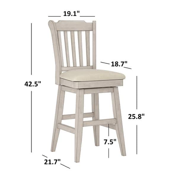 dimension image slide 1 of 2, Eleanor Slat Back Wood Swivel Stool by iNSPIRE Q Classic