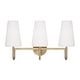 preview thumbnail 4 of 8, 24" W x 14.5" H 3-Light Vanity with Tapered Soft White Glass - 24"W x 13.25"H x 8"E