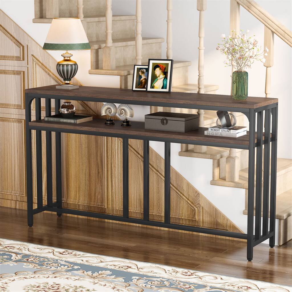 70.8-inch Narrow Long Console Table Sofa Couch Table