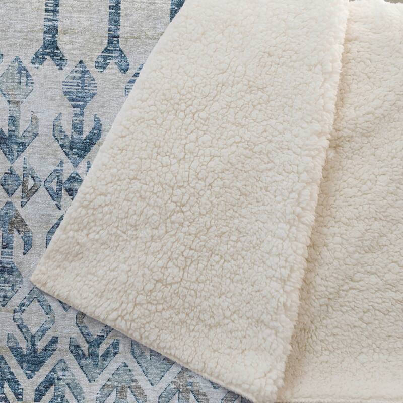 Premium Machine Washable ASB79 Moroccan Boho Sherpa Throw Blanket
