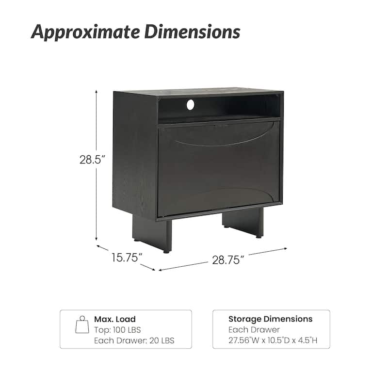 Faustus Modern 28"Tall Nightstand with Drawers by HULALA HOME