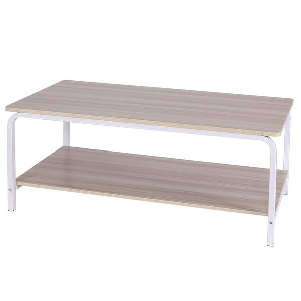 Shop Coffee Table Metal Box Frame Sofa Side Table With Storage Rack 43 31x25 59x25 59 Inch Overstock 32200361
