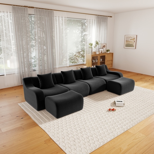 GDF Studio - Fairford U-Shaped 4-Seat Modular Sofa With Curved