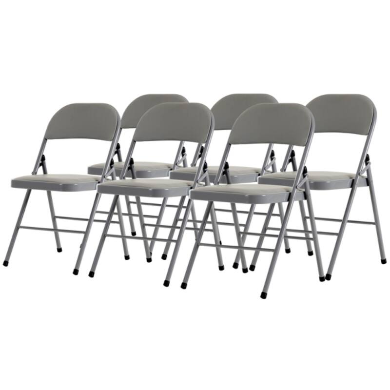 6pcs Elegant Foldable Iron & PVC Chairs for Convention & Exhibition - 15.75"L x 17.72"W x 30.71"H
