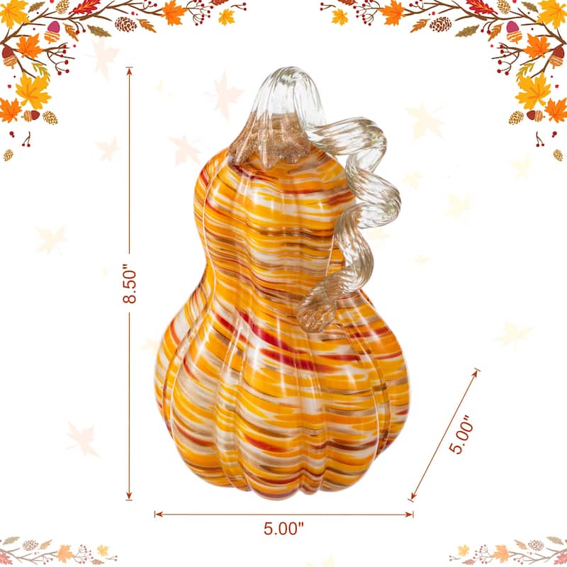 Glitzhome Fall Harvest Glass Pumpkin & Gourd Decor Halloween Thanksgiving Centerpiece (Set of 2/Set of 3)